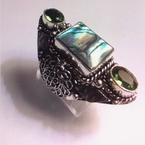 Abalone Peridot 925 Sterling Silver Ring